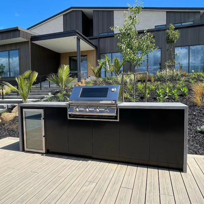 Custom Stainless Steel Outdoor Kitchen with Sink Fridge Gas Grill for BBQ Sturdy Design for Garden Yard Patio Cooking