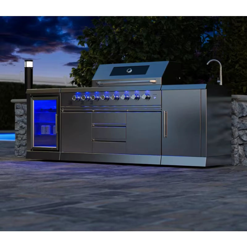 Custom Stainless Steel Outdoor Kitchen with Sink Fridge Gas Grill for BBQ Sturdy Design for Garden Yard Patio Cooking
