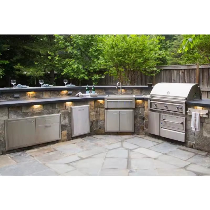 Custom Stainless Steel Outdoor Kitchen with Sink Fridge Gas Grill for BBQ Sturdy Design for Garden Yard Patio Cooking