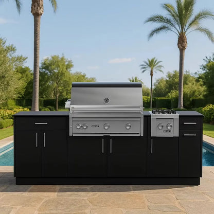 Custom Commercial Outdoor Kitchen Cabinet 304 Stainless Steel Gas Grill Side Burner Weatherproof Island for Project Application
