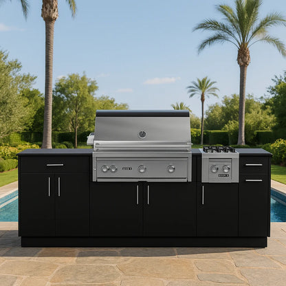 Custom Commercial Outdoor Kitchen Cabinet 304 Stainless Steel Gas Grill Side Burner Weatherproof Island for Project Application