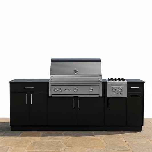 Custom Commercial Outdoor Kitchen Cabinet 304 Stainless Steel Gas Grill Side Burner Weatherproof Island for Project Application