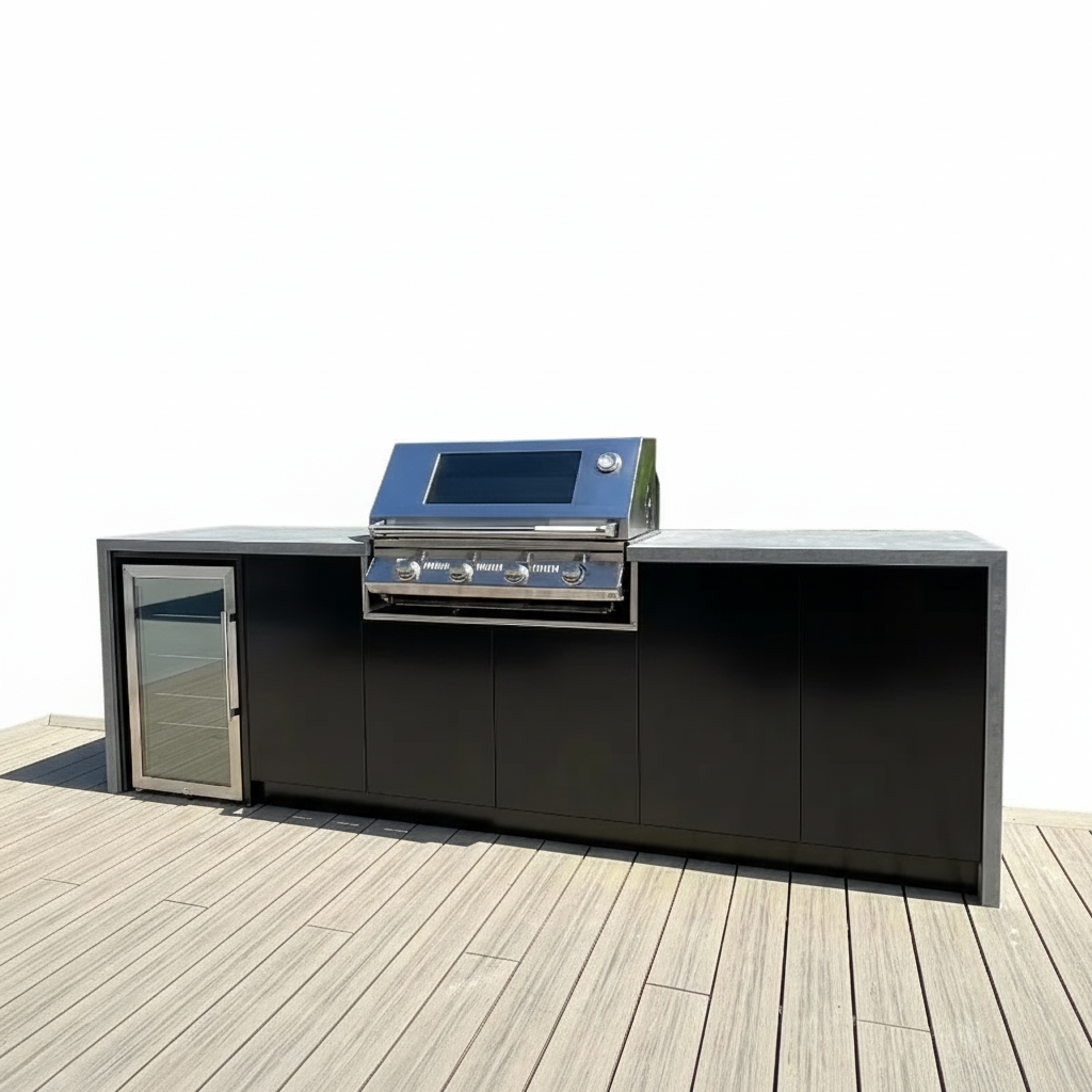 Custom Stainless Steel Outdoor Kitchen with Sink Fridge Gas Grill for BBQ Sturdy Design for Garden Yard Patio Cooking